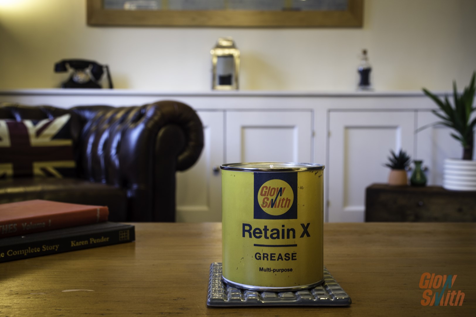 Smoked Vanilla Grease Tin Candle by Glowsmith – men’s industrial candle UK