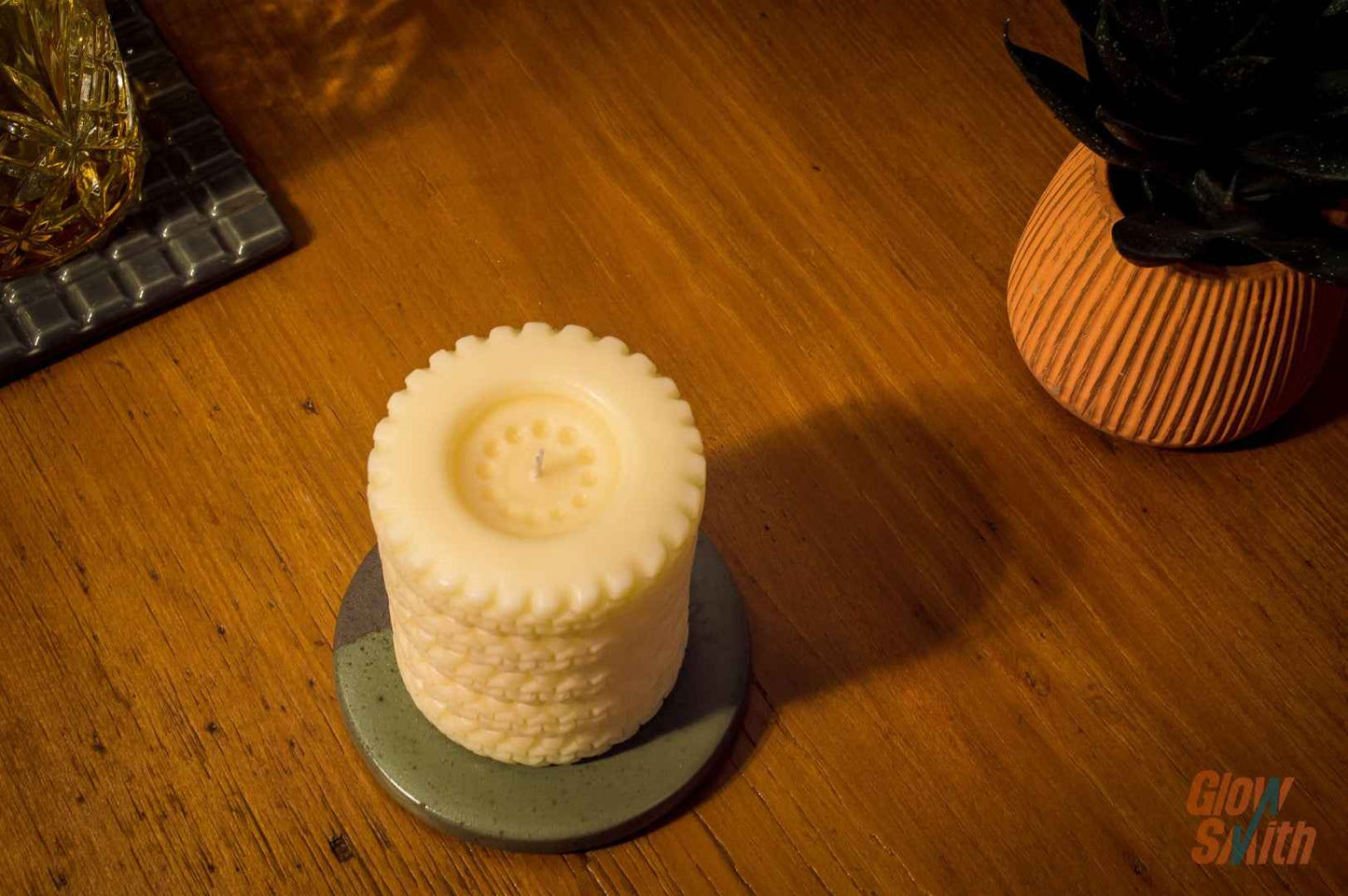 Smoked Vanilla Ivory Tyre Stack Candle – Luxury Candle for Car Lovers