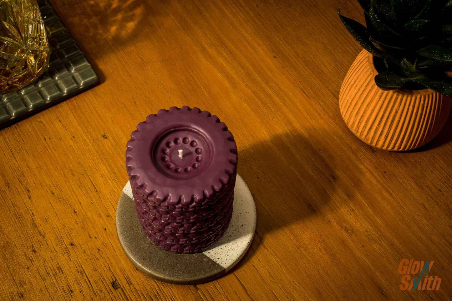 Wild Pomegranate Maroon Tyre Stack Candle – Mens Relaxation Candle