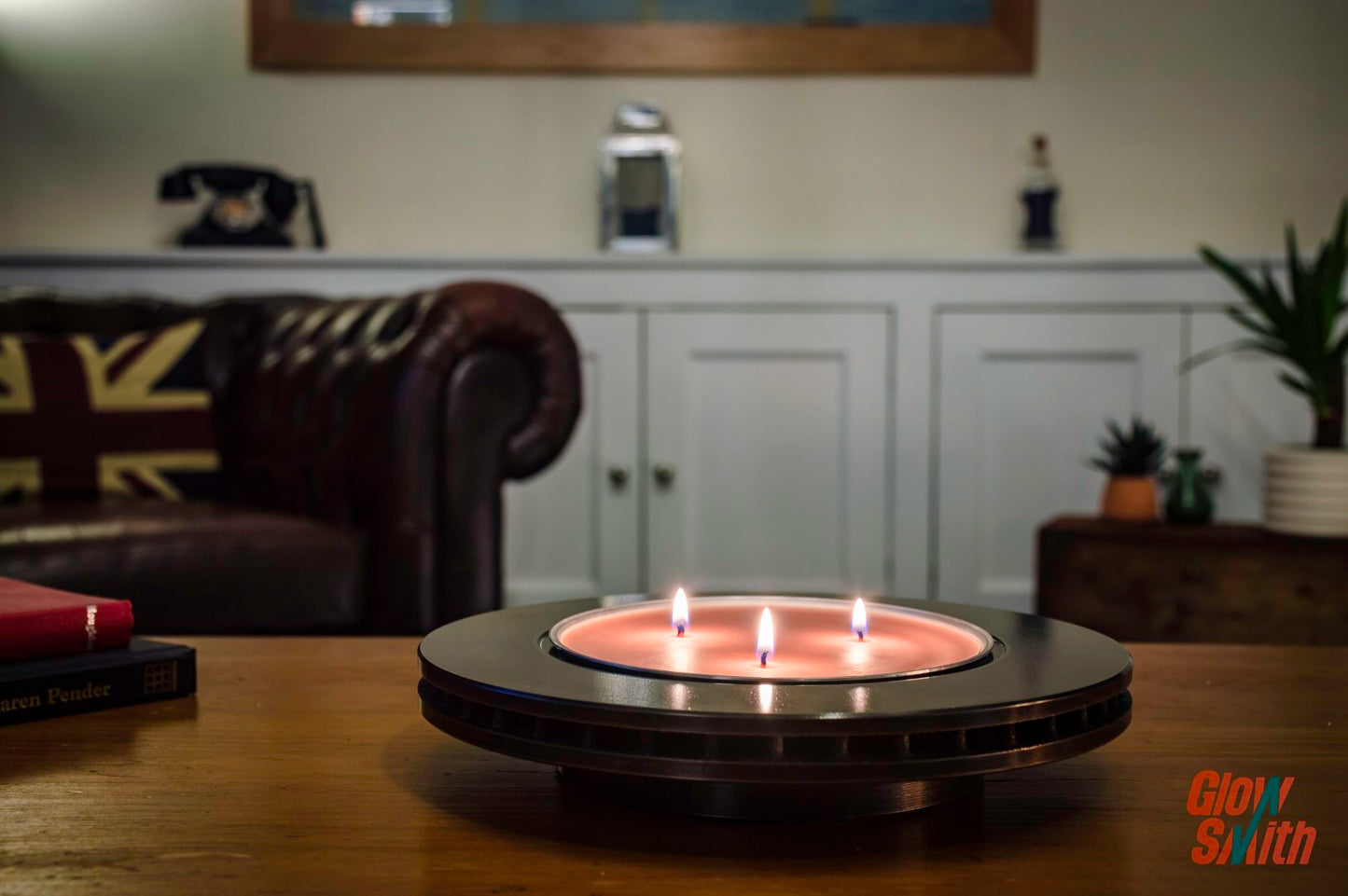 Brake Discs Candle Holder – Spiced Orange – Industrial Home Décor