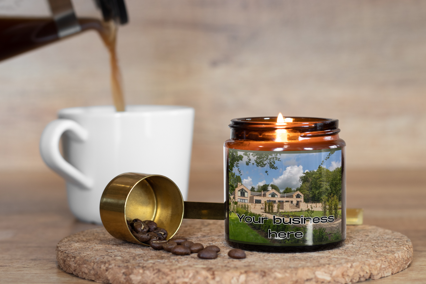 your business here custom candle mock up